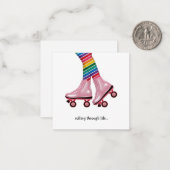 レインボーソックス付きローラースケート ノートカード (正面/裏面インサイチュ)