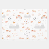 レインボーゾウ模様 ラッピングペーパーシート (正面3)