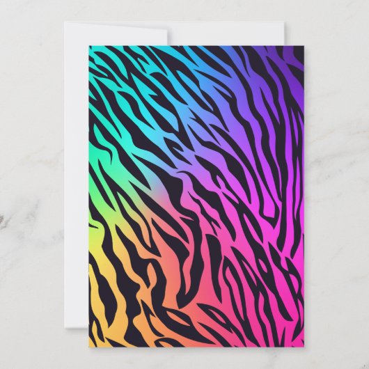 レインボータイガーアニマルプリント誕生日 招待状 (裏面)