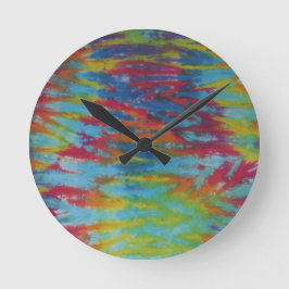 レインボータイガーストライプ絞り染めファットディーズ ラウンド壁時計