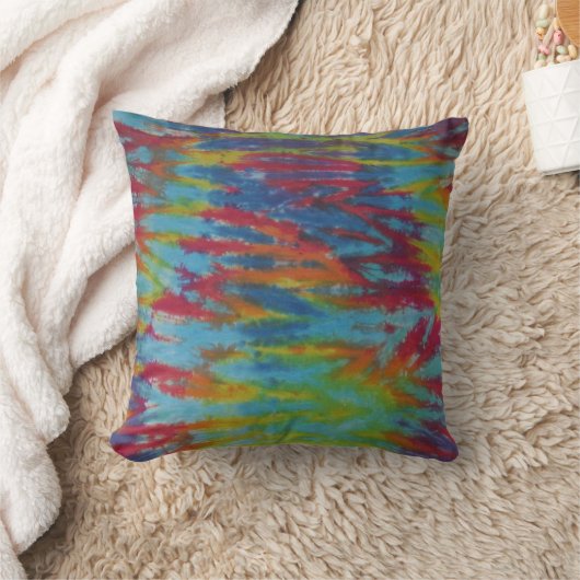 レインボータイガーストライプ絞り染め枕 クッション (ブランケット)
