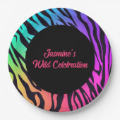 レインボータイガープリントワイルドセレブレーション ペーパープレート (正面)