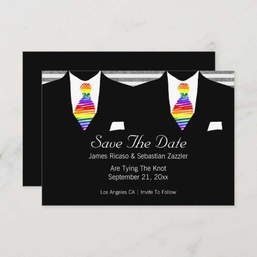 レインボータイゲイデート結婚のカードを保存 出欠カード (正面/裏面)