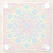 レインボータイダイ幾何学曼荼羅3パターン ガラスコースター (裏面)