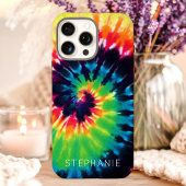 レインボータイダイ スワール 名前入りカスタム Case-Mate iPhoneケース