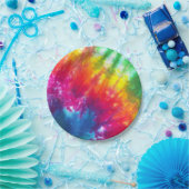 レインボータイダイ ペーパープレート (パーティー)