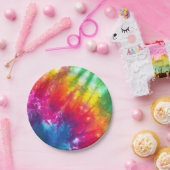 レインボータイダイ ペーパープレート (パーティー)