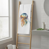 レインボータイドクラゲ：水彩アート バスタオル