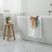 レインボータイドクラゲ：水彩アート バスタオル