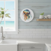 レインボータイドクラゲ:水彩アート ラージ壁時計