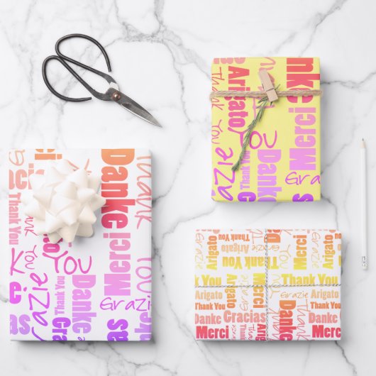 レインボータイポグラフィ多言語 ラッピングペーパーシート (正面)