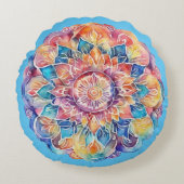 レインボータイ染料マンダラ ラウンドクッション (正面)