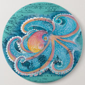 レインボータコティール（緑がかった色）ヴィンテージマップ 缶バッジ (正面)