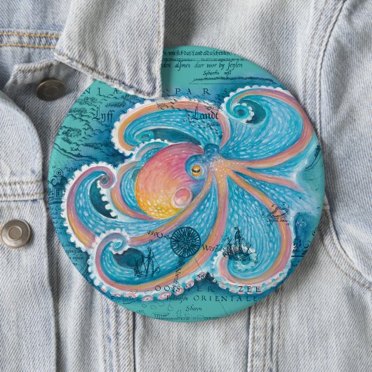 レインボータコティール（緑がかった色）ヴィンテージマップ 缶バッジ (インサイチュ)