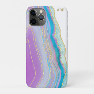 *~*レインボーターコイズアゲート金ゴールドグリッターパステル iPhone 11 PROケース