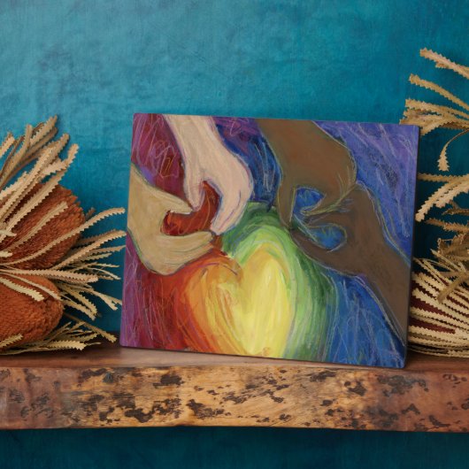 レインボーダイバーシティハートデイアートプリントプラーク フォトプラーク (側面)