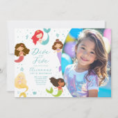 レインボーダイブインファイブマーメイド誕生日 招待状 (正面)