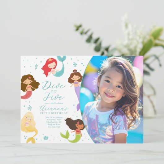 レインボーダイブインファイブマーメイド誕生日 招待状 (スタンド正面)