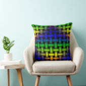 レインボーダイヤモンドレッドイエローグリーンブルーウィーブピロー クッション (椅子)