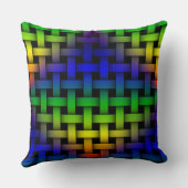 レインボーダイヤモンドレッドイエローグリーンブルーウィーブピロー クッション (裏面)