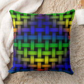 レインボーダイヤモンドレッドイエローグリーンブルーウィーブピロー クッション (ブランケット)