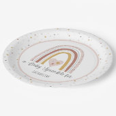 レインボーダスモダンティピンク金ゴールドガールベビースプリンクル ペーパープレート (アングル)