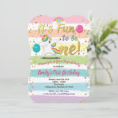 レインボーダッピングユニコーン最初の誕生日パーティー 招待状 (スタンド正面)