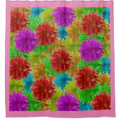 レインボーダリアフラワー爆発 シャワーカーテン (正面)