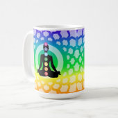 レインボーチャクラヨガクラシックジョグ – 聖幾何学 コーヒーマグカップ (正面左)
