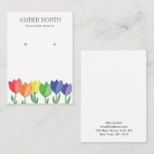 レインボーチューリップフラワージュエリーイヤリングディスプレイ 名刺 (正面/裏面)