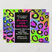 レインボーチータヒョウ印刷パーティの招待状 招待状 (正面/裏面)