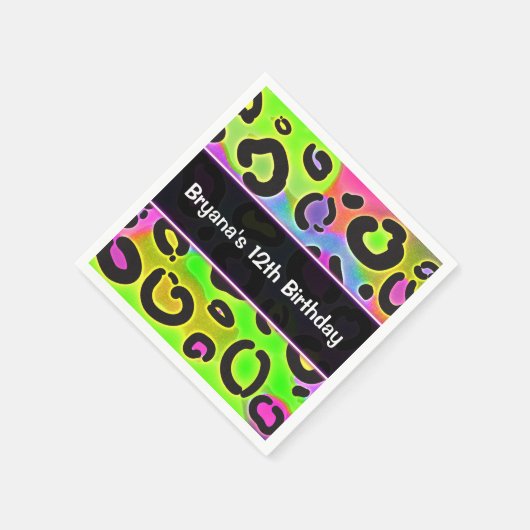 レインボーチータヒョウ誕生日パーティナプキンス スタンダードカクテルナプキン (角)