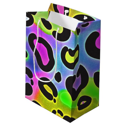 レインボーチータヒョウ誕生日パーティー抱き枕 ミディアムペーパーバッグ (裏面アングル)