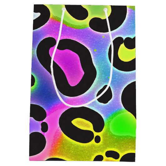 レインボーチータヒョウ誕生日パーティー抱き枕 ミディアムペーパーバッグ (裏面)