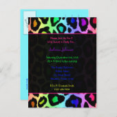 レインボーチータワイルドスウィート16バースデーパーティー インビテーションポストカード (正面/裏面)