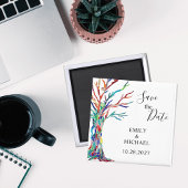 レインボーツリーウェディング日付磁石を保存 マグネット