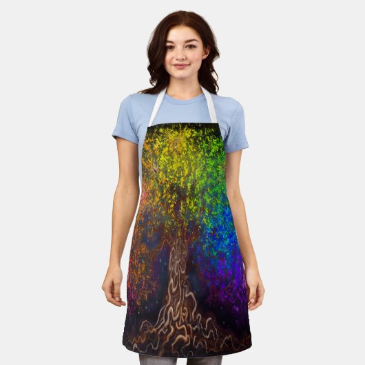 レインボーツリーエプロン エプロン (着用した状態)