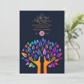 レインボーツリーオブライフカップルズイベントネイビー金ゴールド 招待状 (スタンド正面)