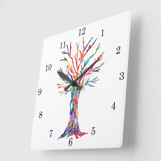レインボーツリースクエアウォールクロック スクエア壁時計 (傾斜)