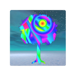 レインボーツリーメタルウォールアート メタルプリント