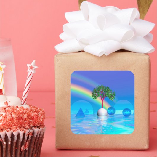 レインボーツリー スクエアシール (パーティー)