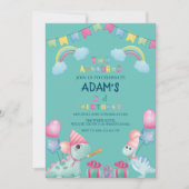 レインボーツーザウルス2nd誕生日パーティー恐竜 招待状 (正面)