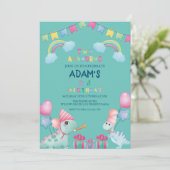 レインボーツーザウルス2nd誕生日パーティー恐竜 招待状 (スタンド正面)