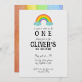 レインボーツーワンファースト誕生日 招待状 (正面/裏面)