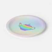 レインボーティーポットティーパーティー紙プレート ペーパープレート (アングル)