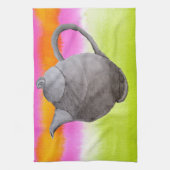 レインボーティーポ芸術品を気取ったット茶パーティー キッチンタオル (縦)