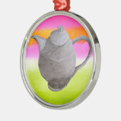 レインボーティーポ芸術品を気取ったット茶パーティー メタルオーナメント (左)