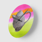 レインボーティーポ芸術品を気取ったット茶パーティー ラウンド壁時計 (傾斜)