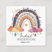 レインボーティール(緑がかった色)ファンキースカンジハートレインボーベビーシッター スクエア名刺 (正面)