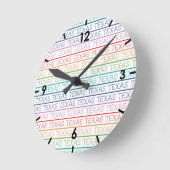 レインボーテキサス州、テキサス州、テキサス州 ラウンド壁時計 (傾斜)